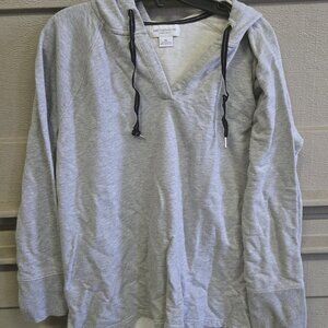 Liz Claiborne Women's Solid Gray Hoodie Sweatshirt Size XL